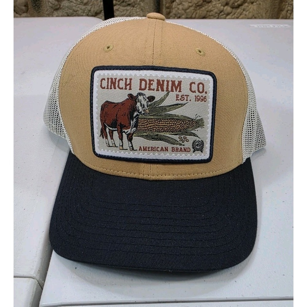 Cinch Men's Denim Co. Patch Snapback Trucker Cap Western Workwear Cowboy
